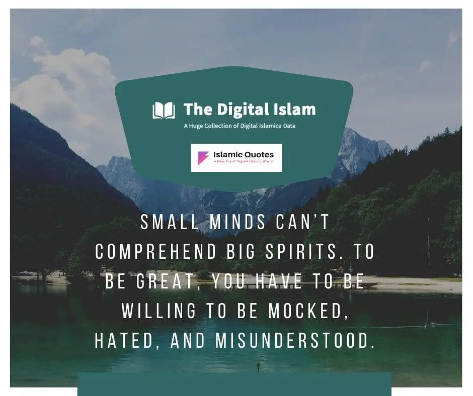 Small minds can’t comprehend big spirits. To be great, you have to be willing to be mocked, hated, and misunderstood.