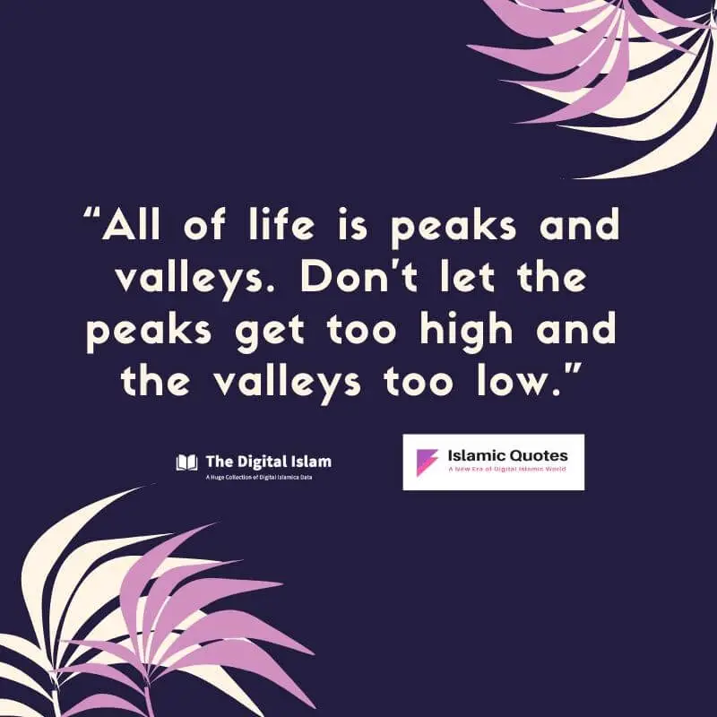 “All of life is peaks and valleys. Don’t let the peaks get too high and the valleys too low.”
